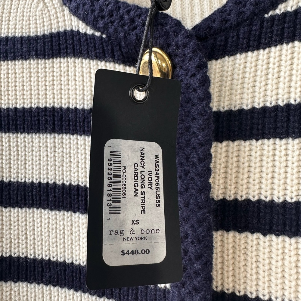 (New) Rag & Bone  Off- White Nancy Wool Cardigan - Picture 3 of 7